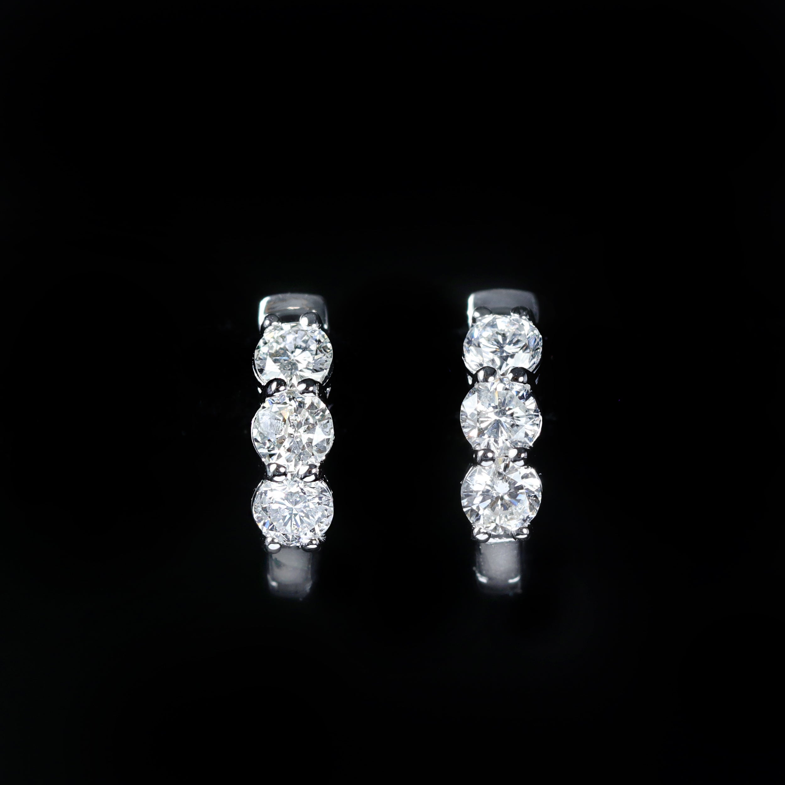 White Gold 0.98 CTW Diamond Huggie Hoop Earrings