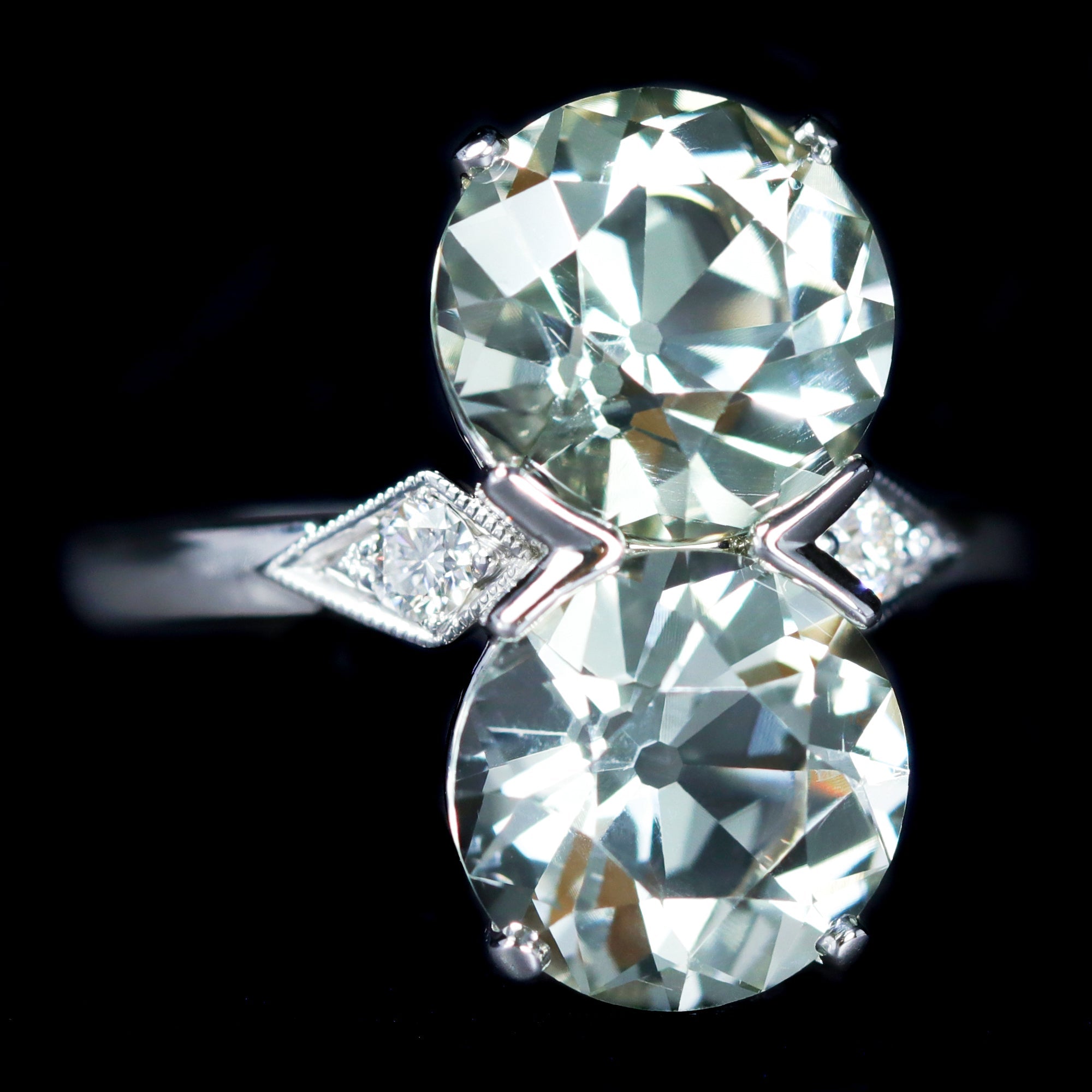 Prasiolite and Diamond Ring