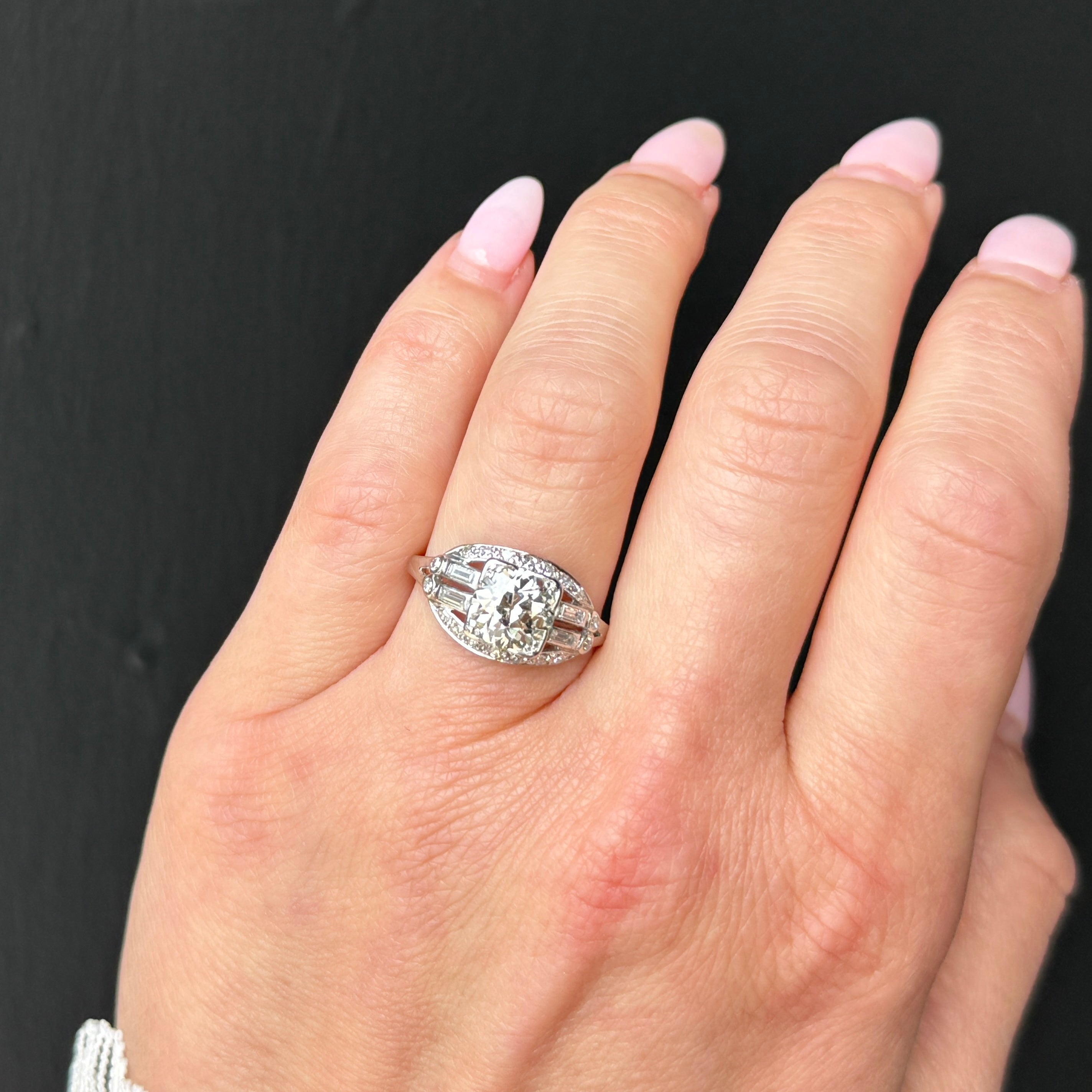 Art Deco 2.10 Carat Old European Cut Diamond Ring