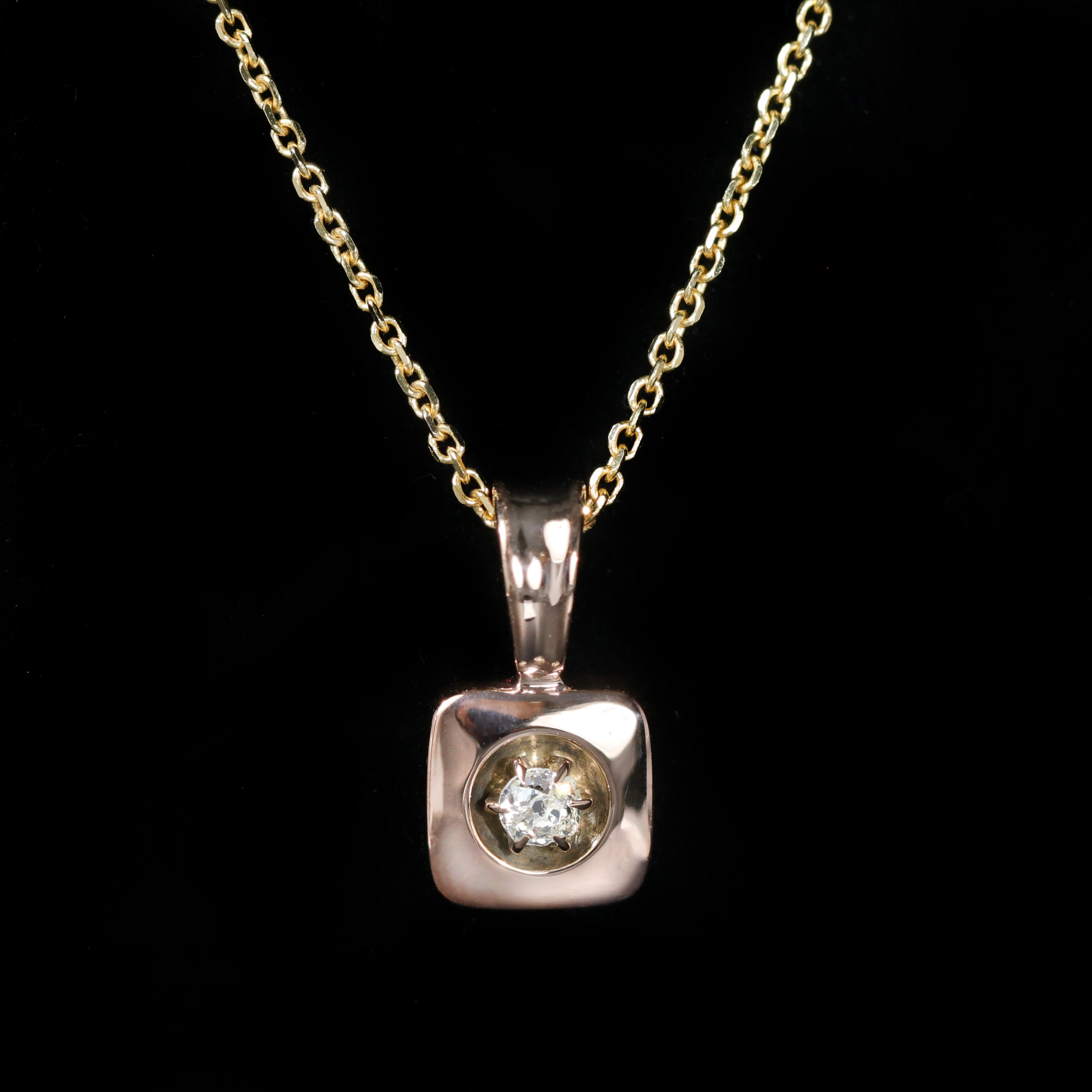 Estate 0.10 Carat Old Mine Cut Diamond Pendant