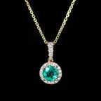 Yellow Gold 0.57 Carat Emerald and Diamond Pendant