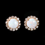 Rose Gold 1.50 CTW Opal and Diamond Stud Earrings