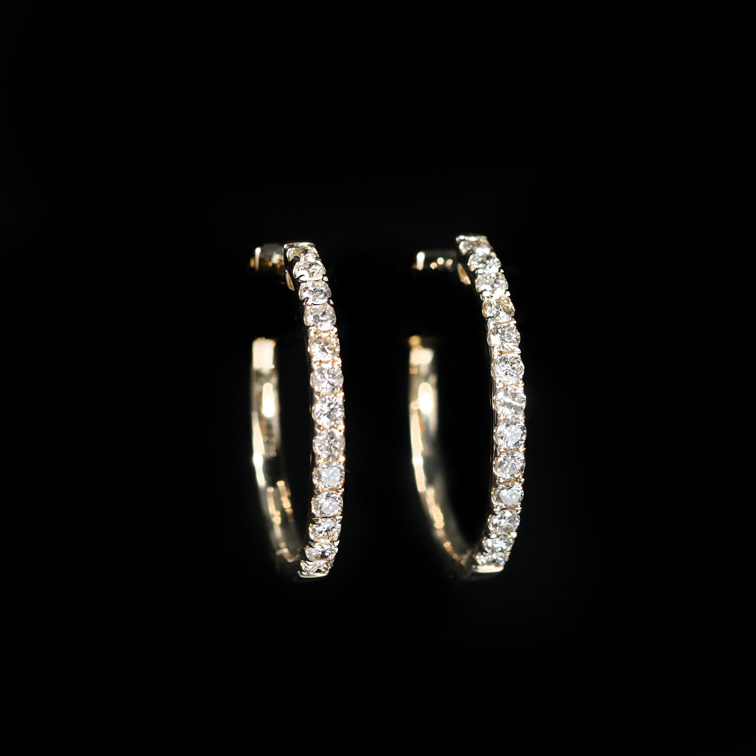 Yellow Gold 1.08 CTW Diamond Hoop Earrings