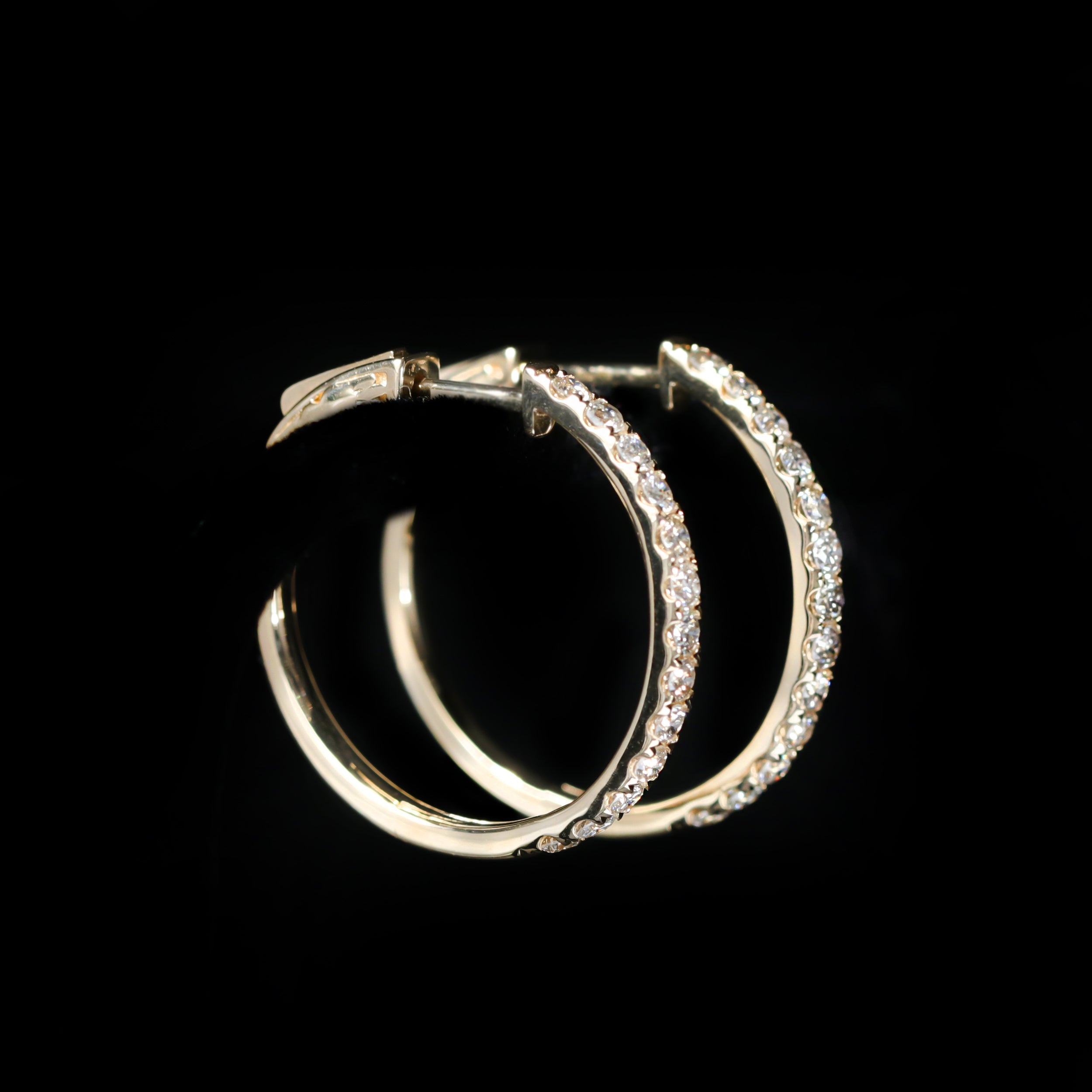 Yellow Gold 1.08 CTW Diamond Hoop Earrings