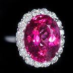 Platinum 11.53 Carat Pink Tourmaline and Diamond Ring