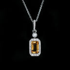 White Gold 0.50 Carat Citrine and Diamond Necklace