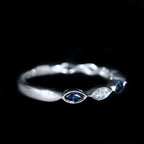 White Gold Marquise Cut Diamond and Sapphire Band
