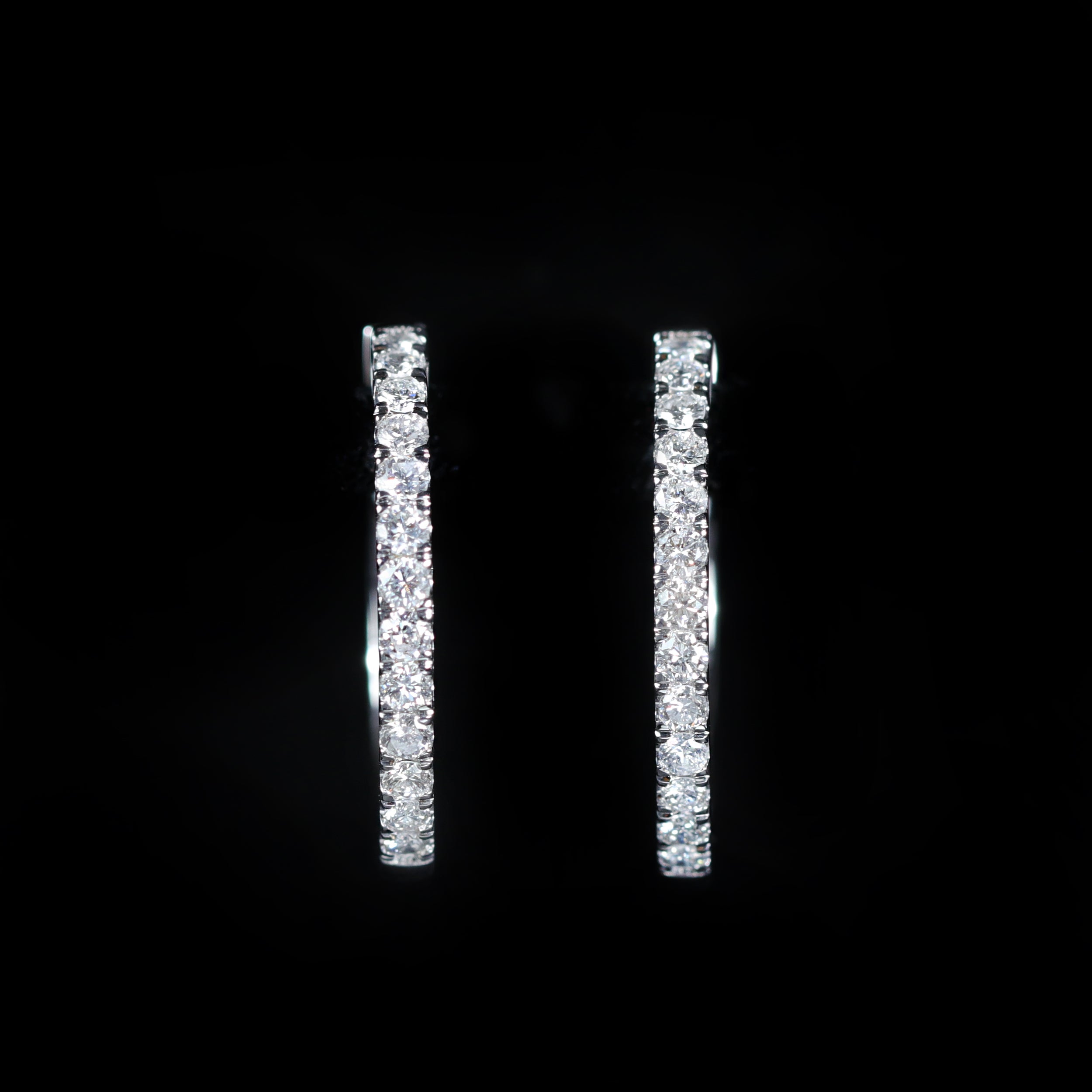 White Gold 1.08 CTW Diamond Hoop Earrings