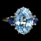 Yellow Gold 7.34 Carat Topaz, Sapphire, and Diamond Ring