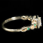 Yellow Gold 0.32 Carat Diamond and Emerald Enagement Ring