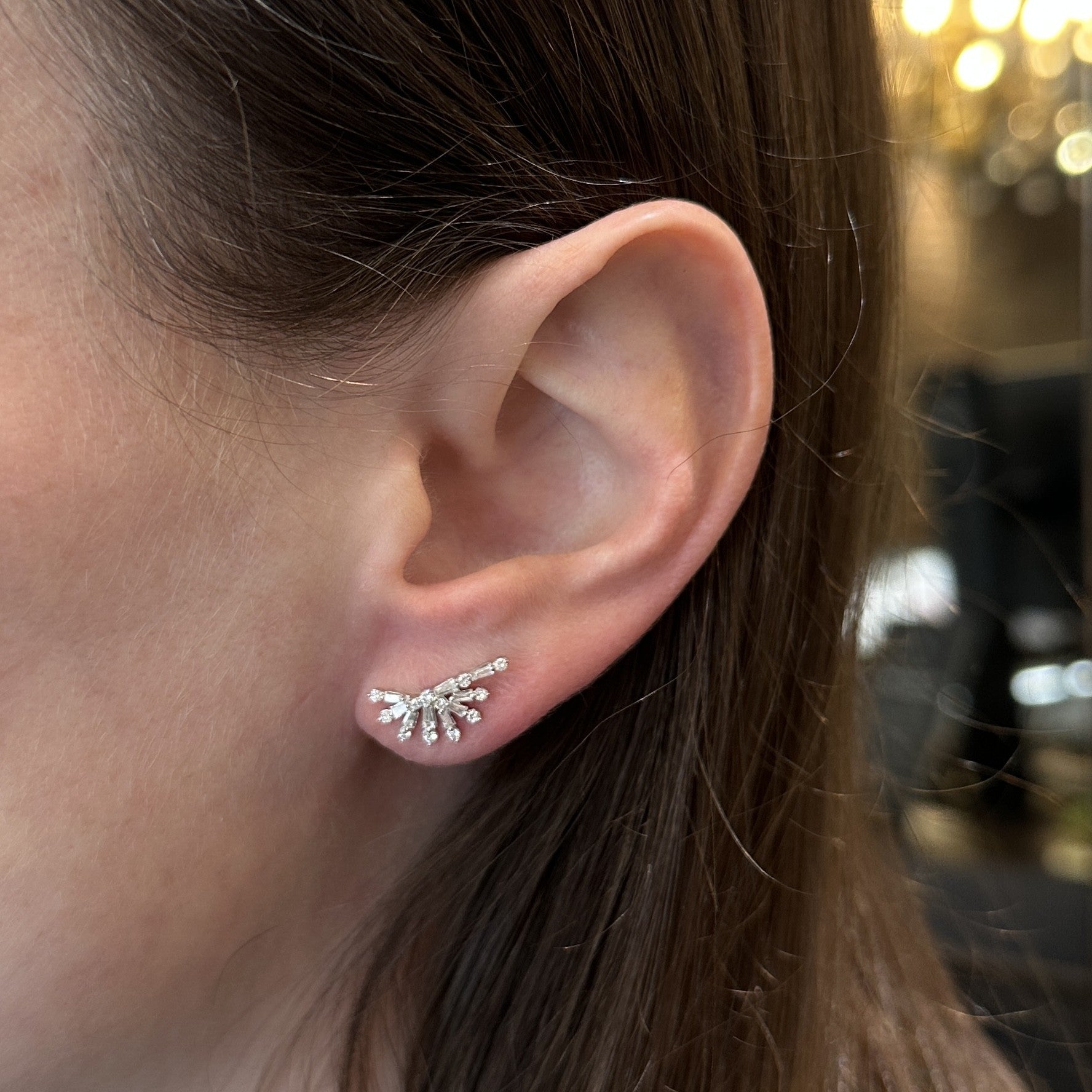 White Gold 0.60 CTW Diamond Stud Earring Climbers