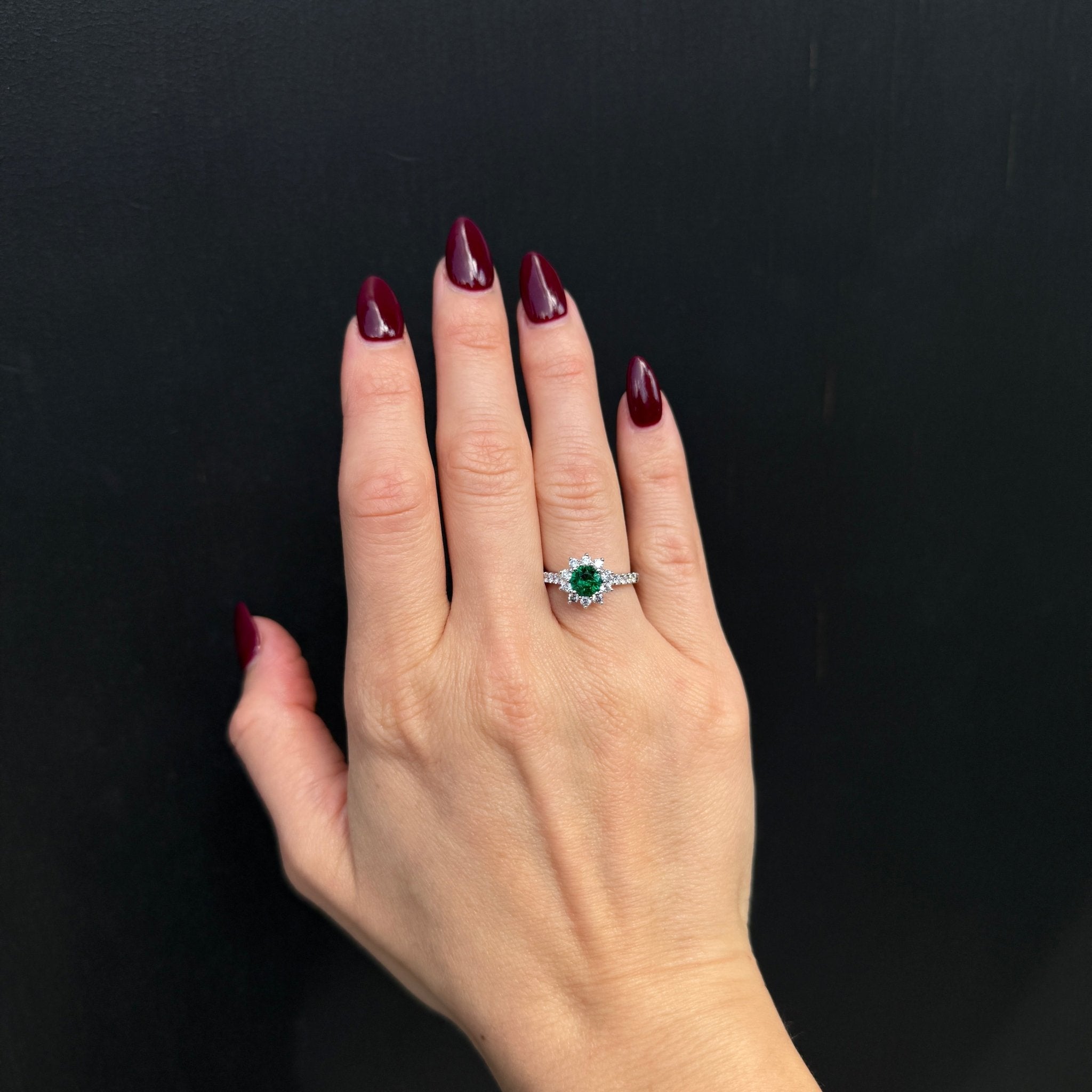 White Gold 0.63 Carat Emerald and Diamond Ring