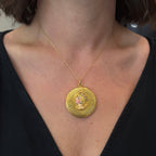 Art Nouveau Diamond and Ruby Enamel Lady Locket Pendant