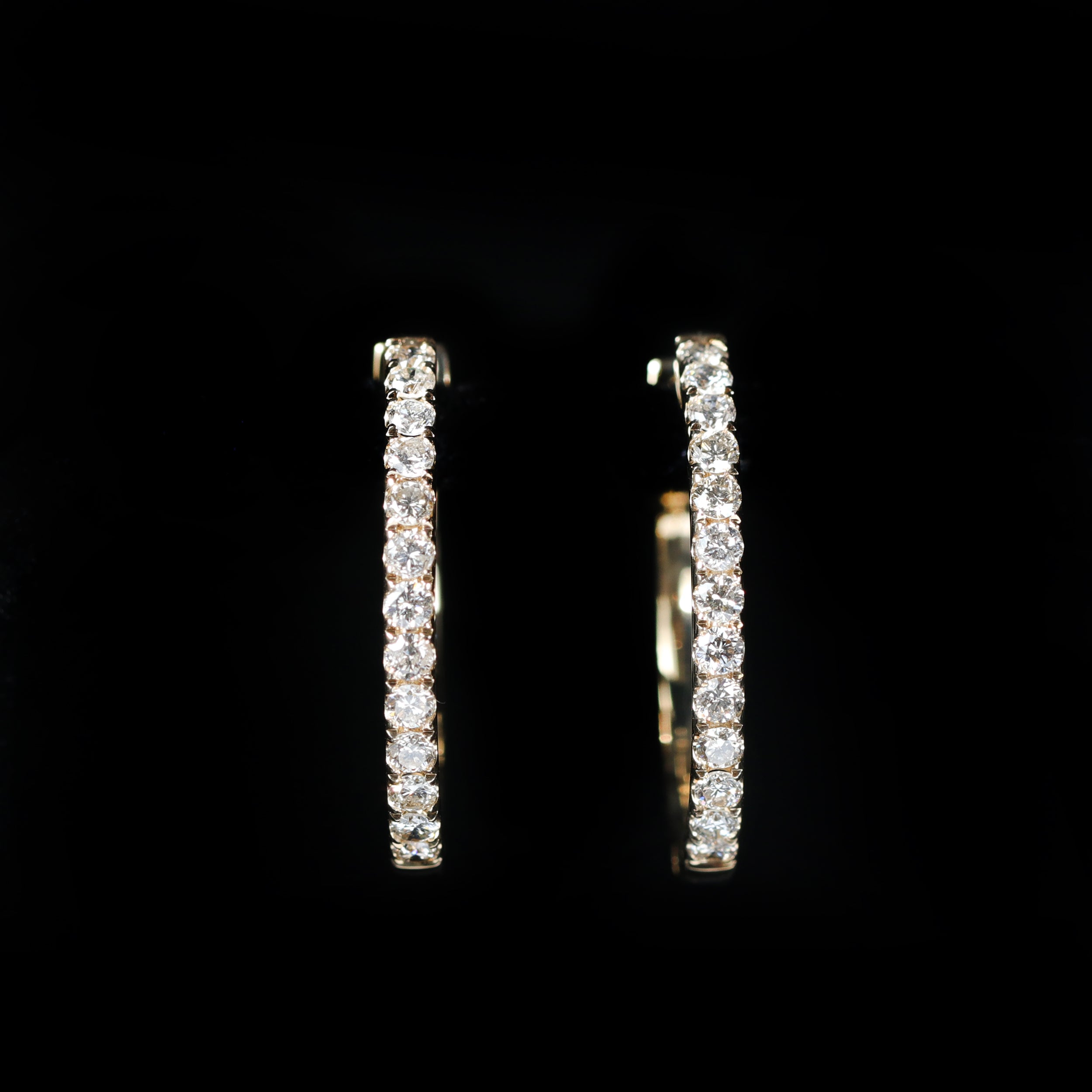 Yellow Gold 1.08 CTW Diamond Hoop Earrings