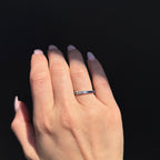 White Gold 0.19 CTW Baguette Diamond and Sapphire Band