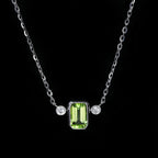 White Gold 0.60 Carat Peridot and Diamond Necklace