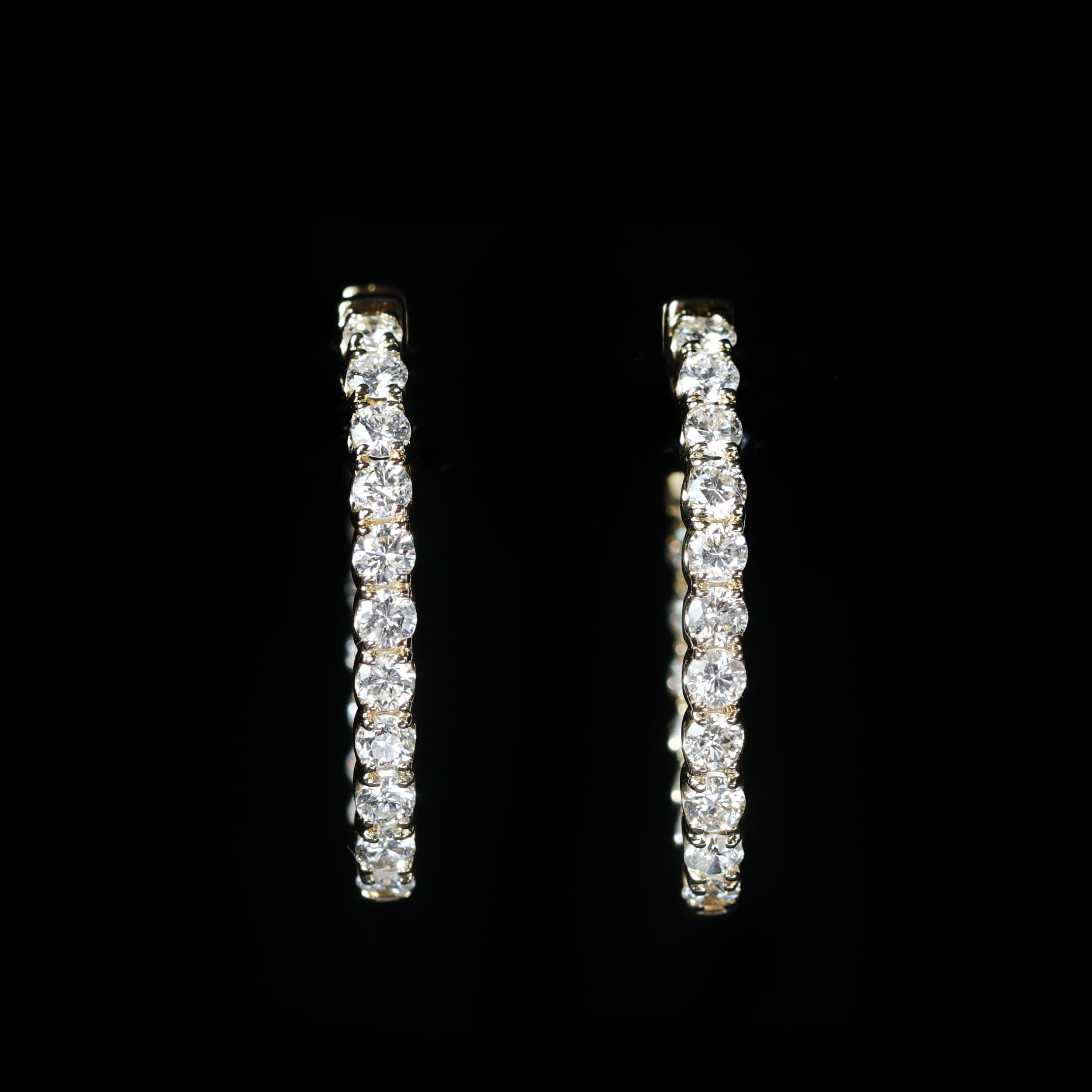Yellow Gold 1.80 CTW Diamond Hoop Earrings