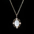 Victorian Moonstone Cameo and Rose Cut Diamond Pendant