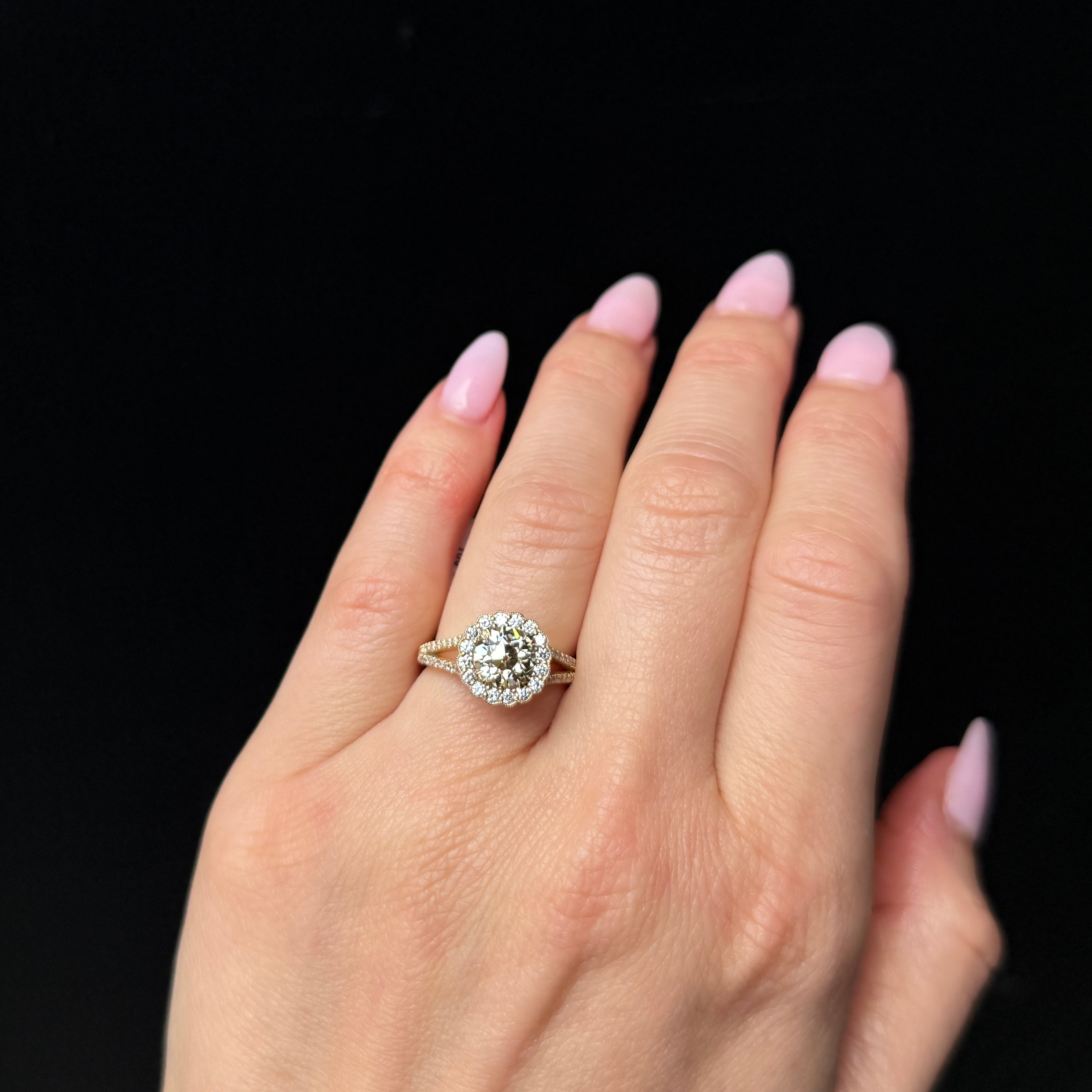 Yellow Gold 1.52 Carat Old European Cut Diamond Engagement Ring