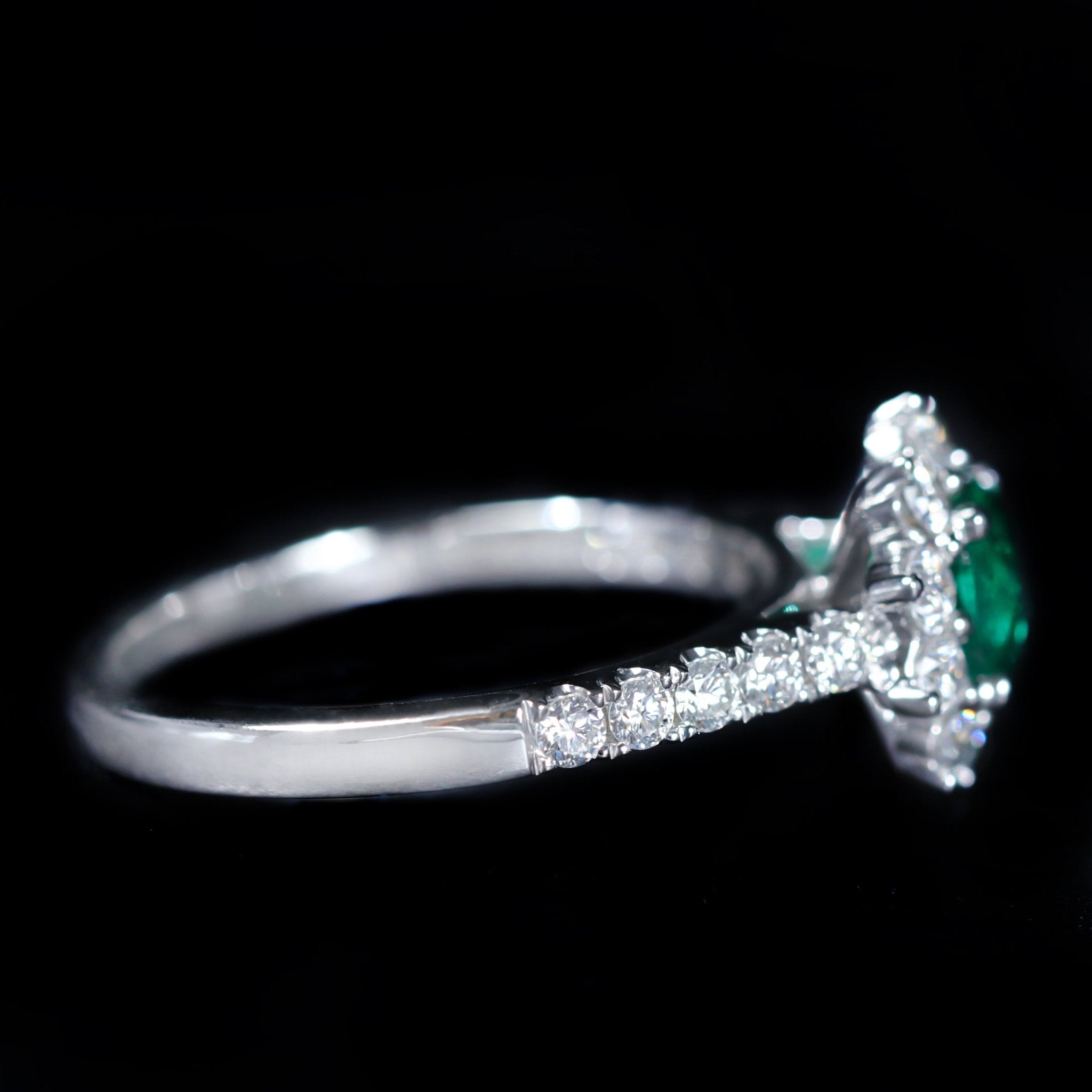 White Gold 0.63 Carat Emerald and Diamond Ring