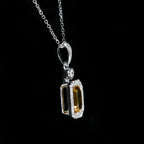 White Gold 0.50 Carat Citrine and Diamond Necklace