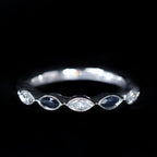 White Gold Marquise Cut Diamond and Sapphire Band