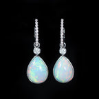 White Gold 8.07 CTW Opal and Diamond Dangle Earrings