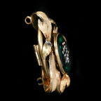 Victorian 18K Yellow Gold Rose Cut Diamond and Enamel Brooch