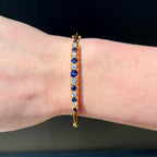Estate Yellow Gold 1.15 CTW Sapphire and Diamond Bangle Bracelet