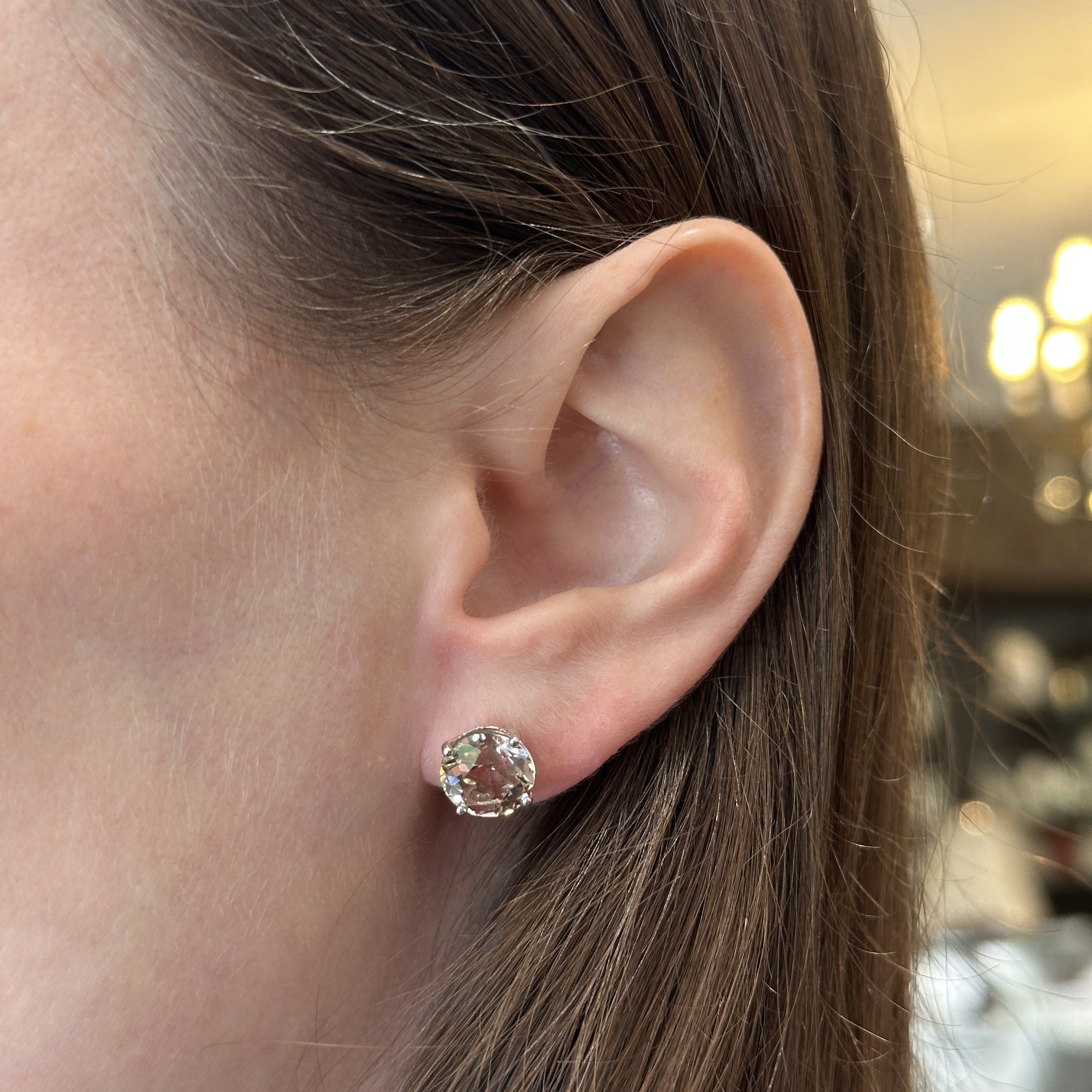White Gold 5.77 CTW Smoky Quartz Stud Earrings