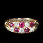 Victorian 0.75 CTW Ruby and Old Mine Cut Diamond Ring
