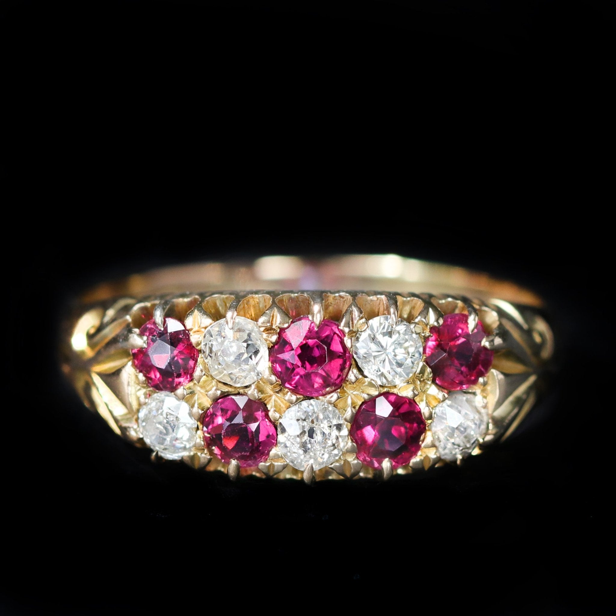 Victorian 0.75 CTW Ruby and Old Mine Cut Diamond Ring