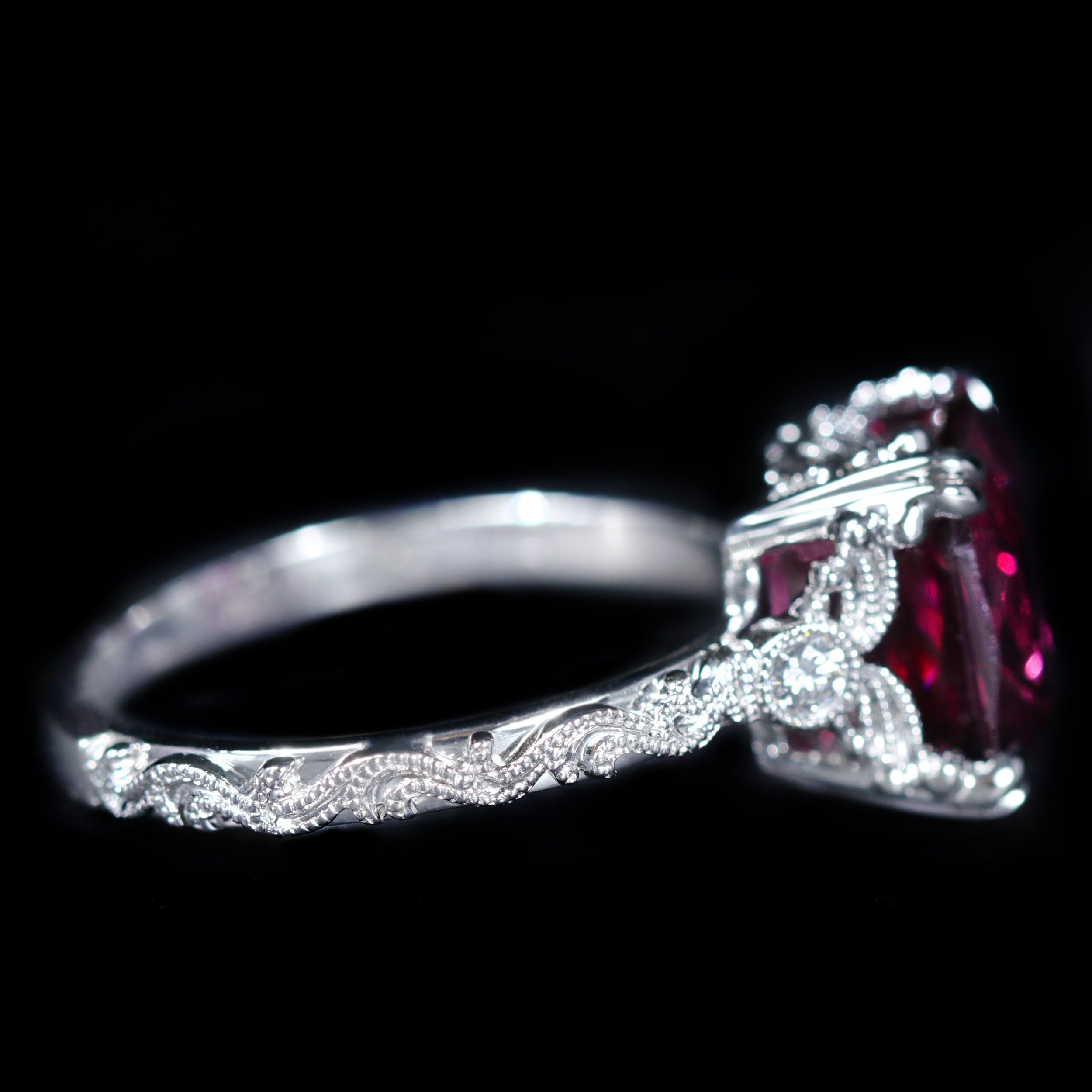 White Gold 4.18 Carat Rhodolite Garnet and Diamond Ring