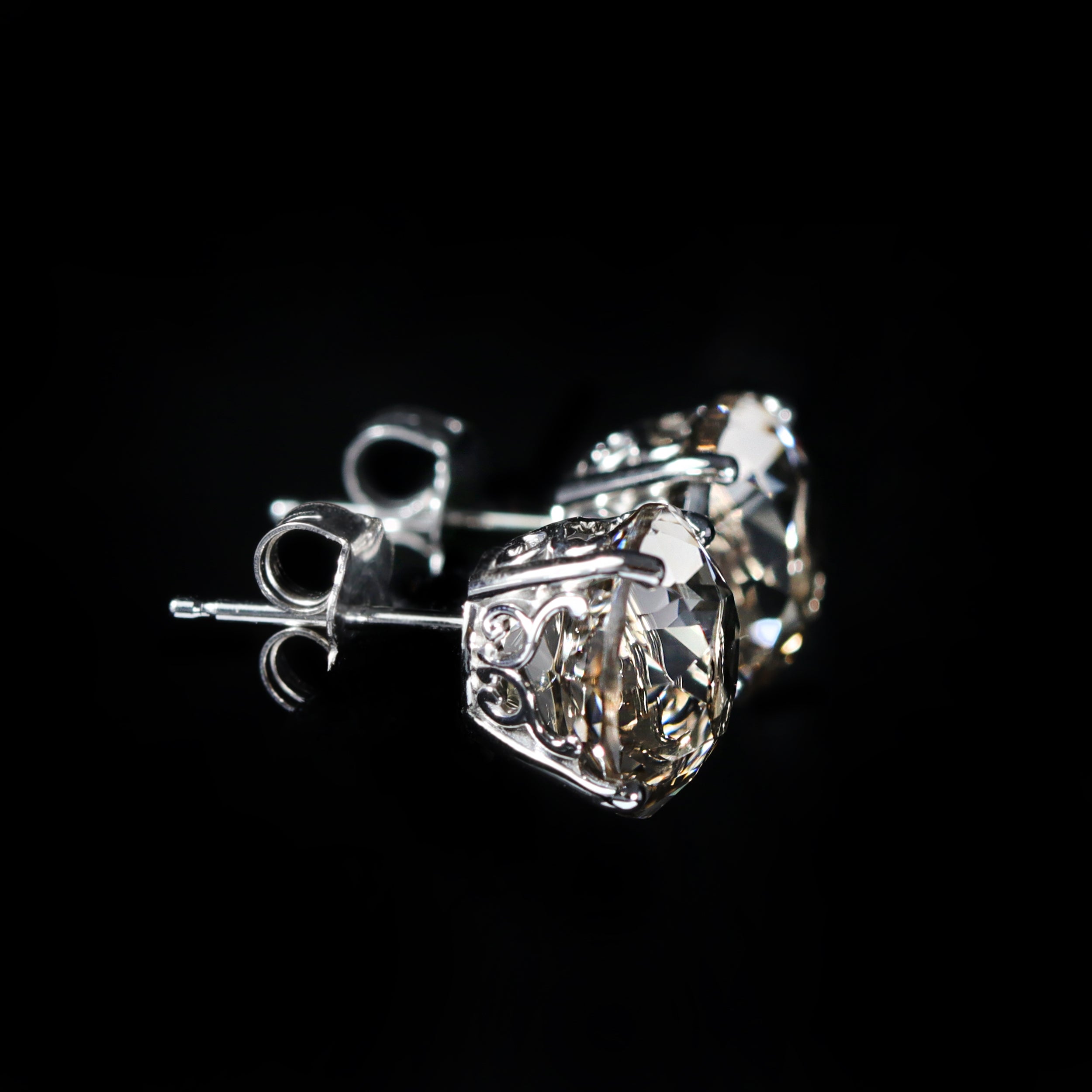 White Gold 5.77 CTW Smoky Quartz Stud Earrings