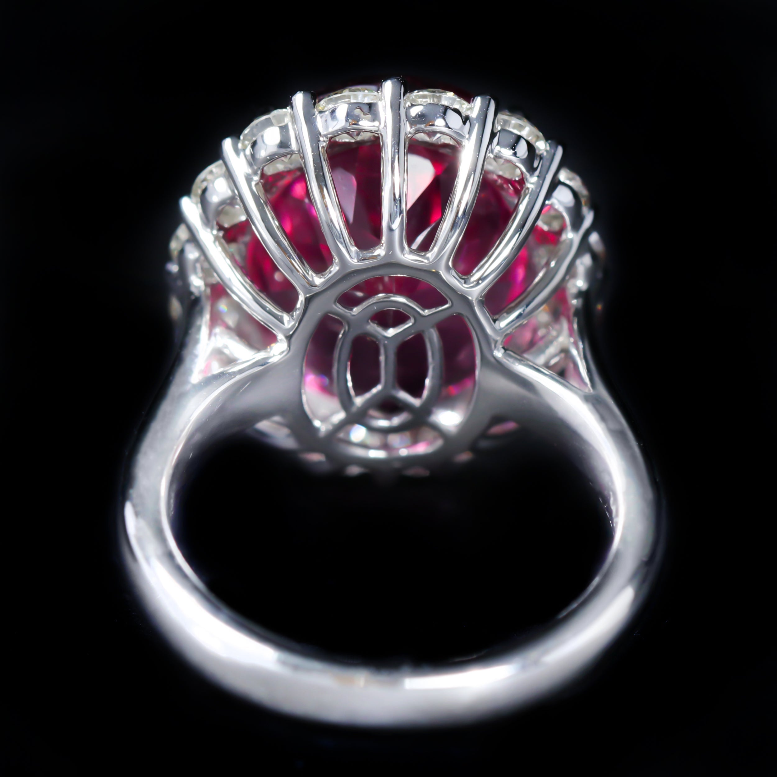 Platinum 11.53 Carat Pink Tourmaline and Diamond Ring