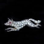 Edwardian 1.20 CTW Diamond and Ruby Fox Brooch