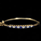 Estate Yellow Gold 1.15 CTW Sapphire and Diamond Bangle Bracelet