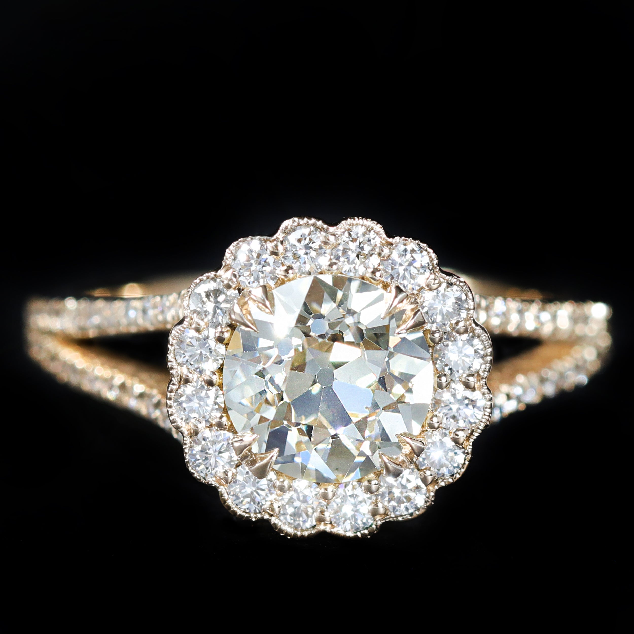 Yellow Gold 1.52 Carat Old European Cut Diamond Engagement Ring