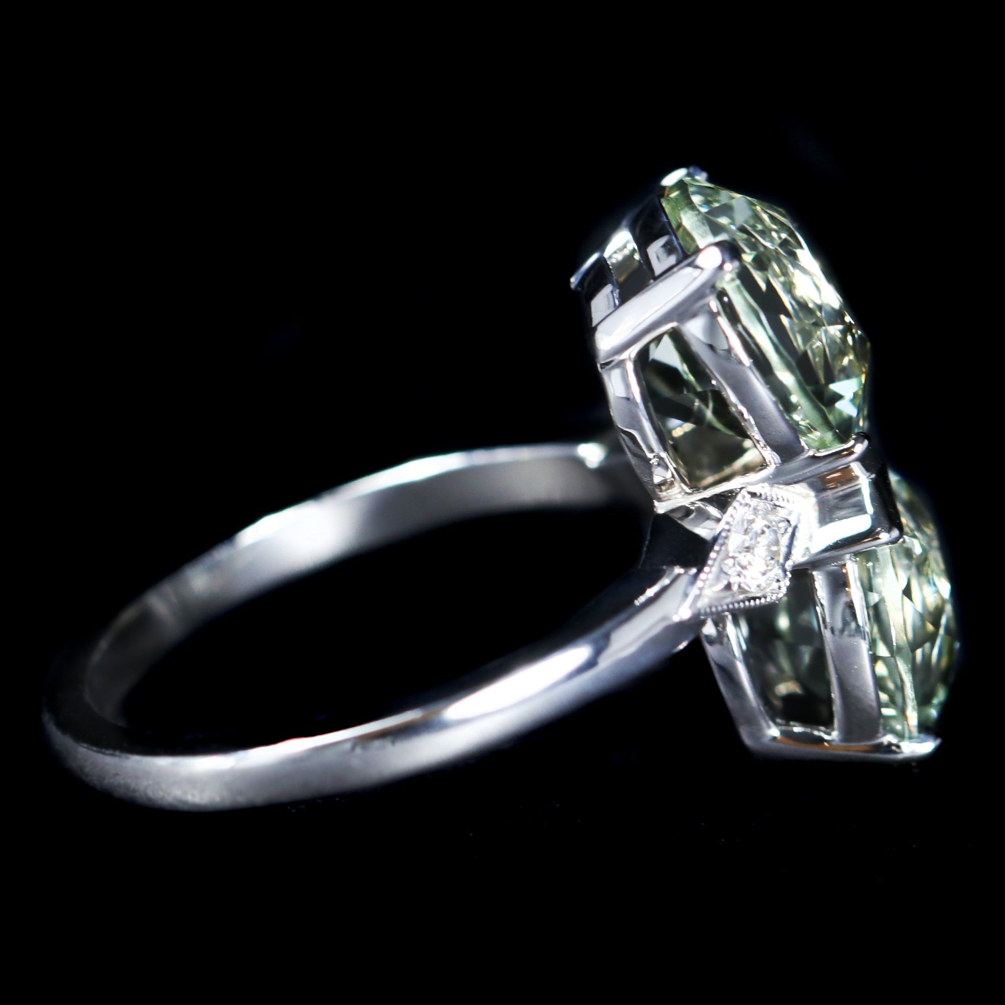 Prasiolite and Diamond Ring