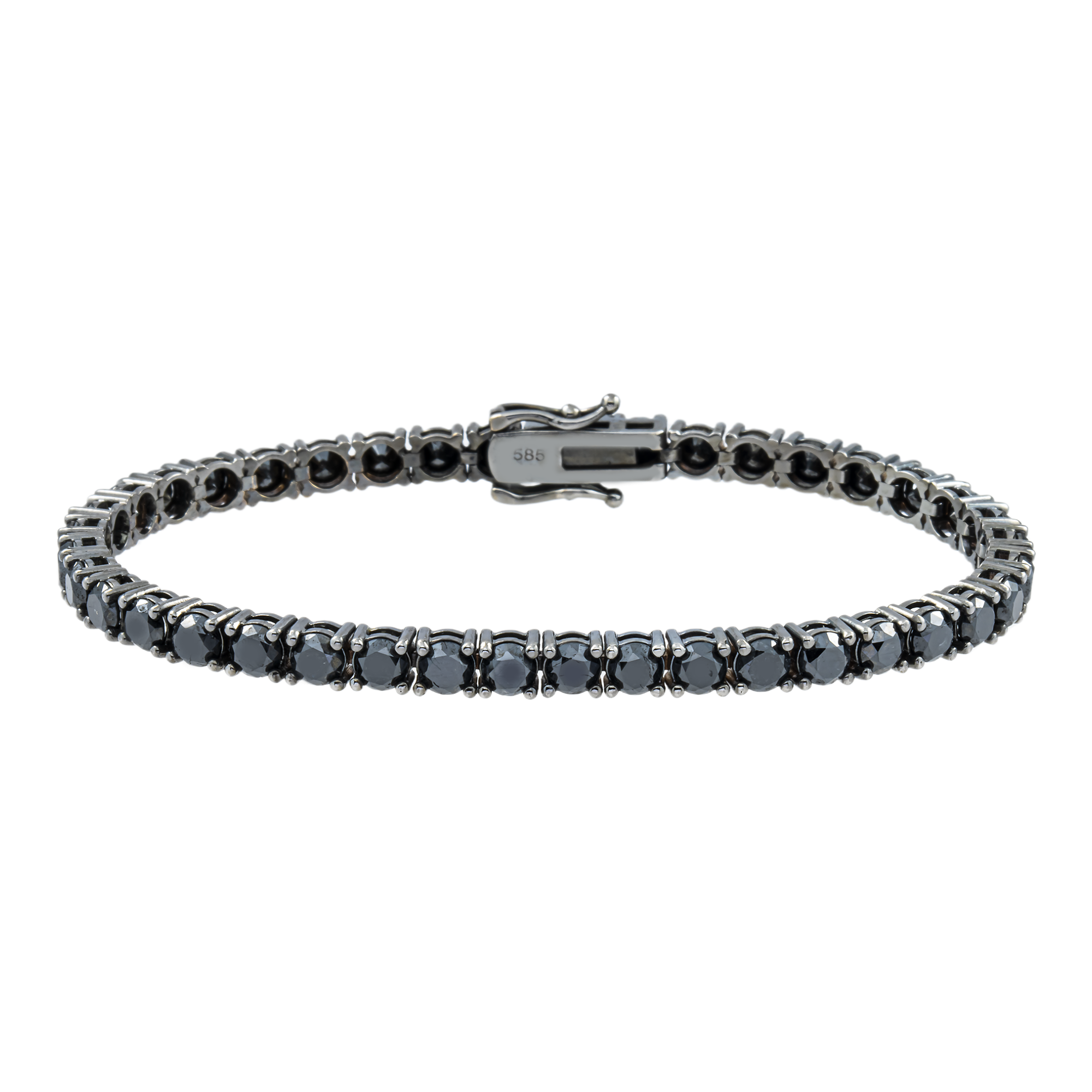14K Black Gold Black Round Diamond Tennis Bracelet 12.56ct