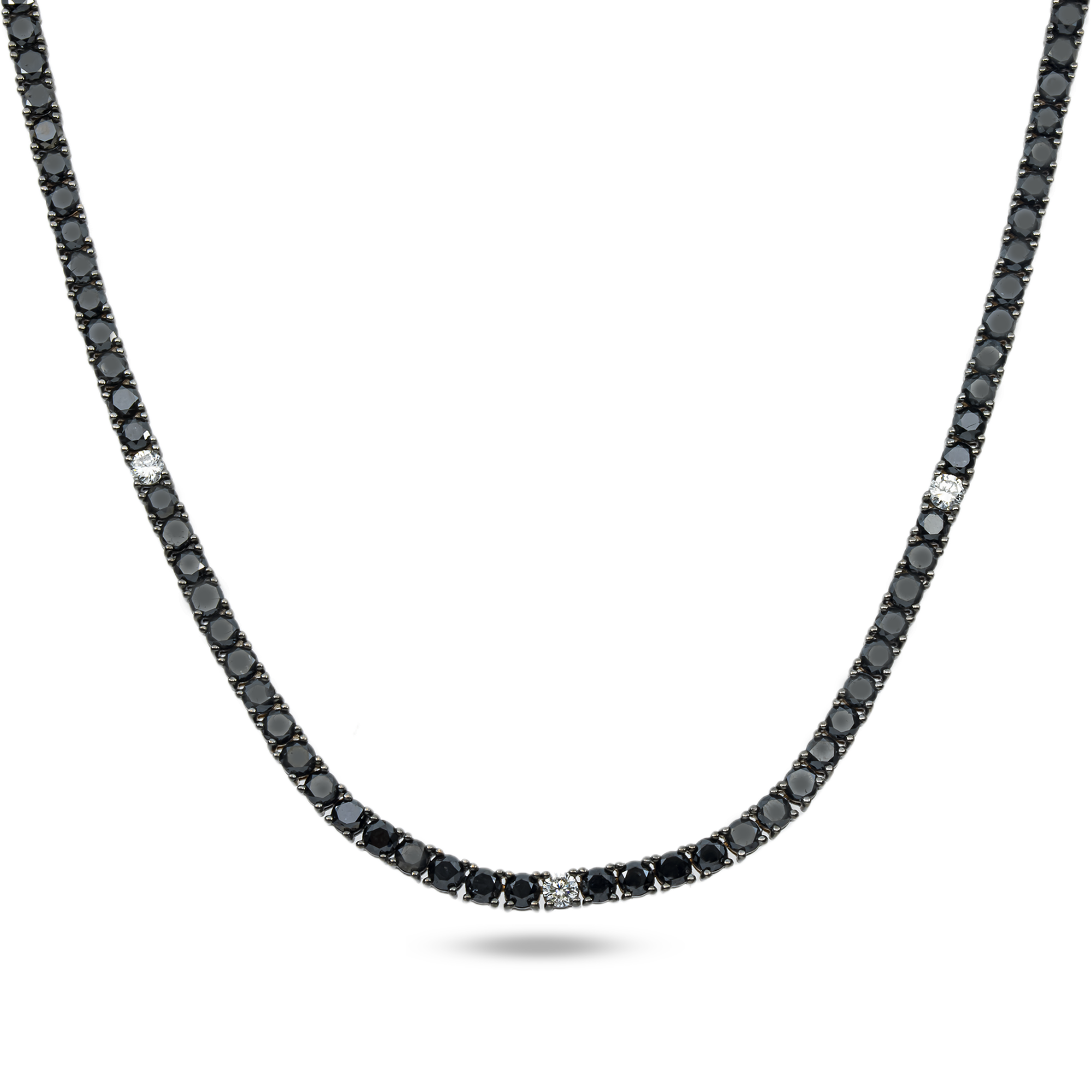 14K Black Gold Black & White Round Diamond Tennis Chain 15.03ct