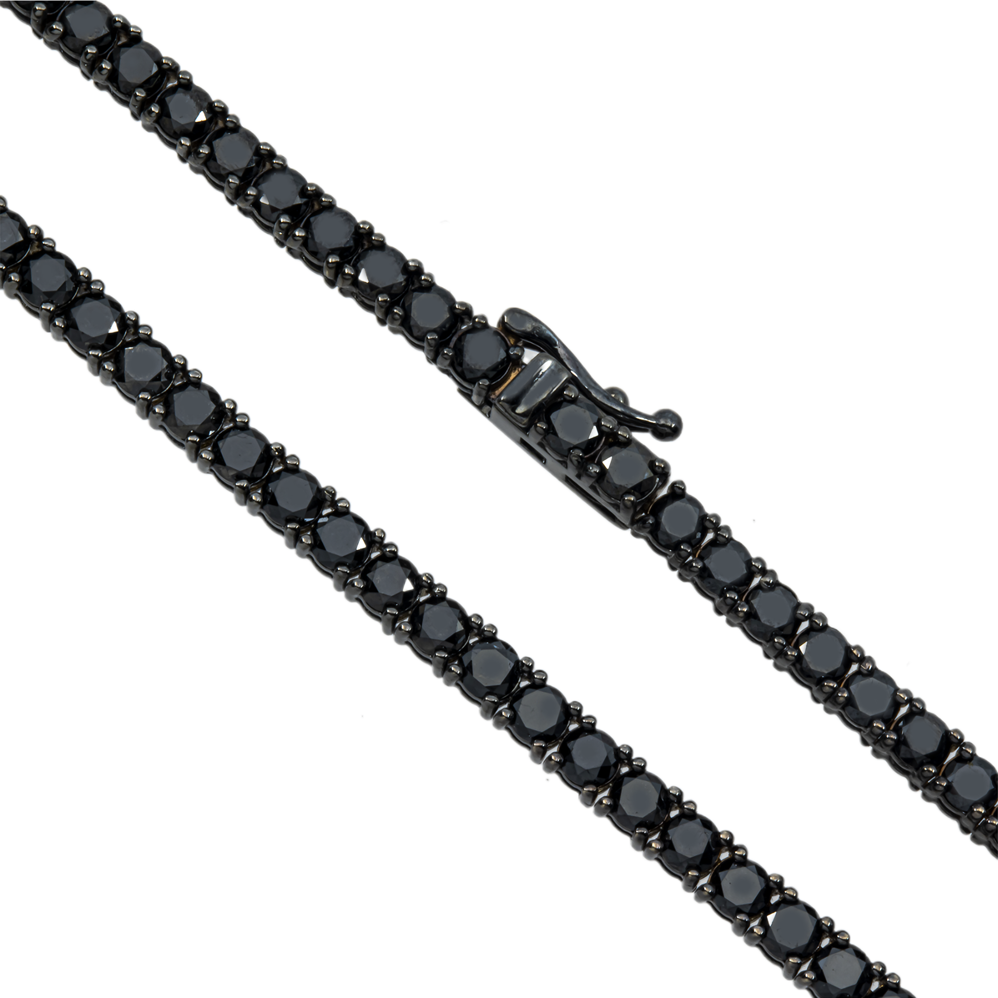 14K Black Gold Black Round Diamond Tennis Chain 17.34ct