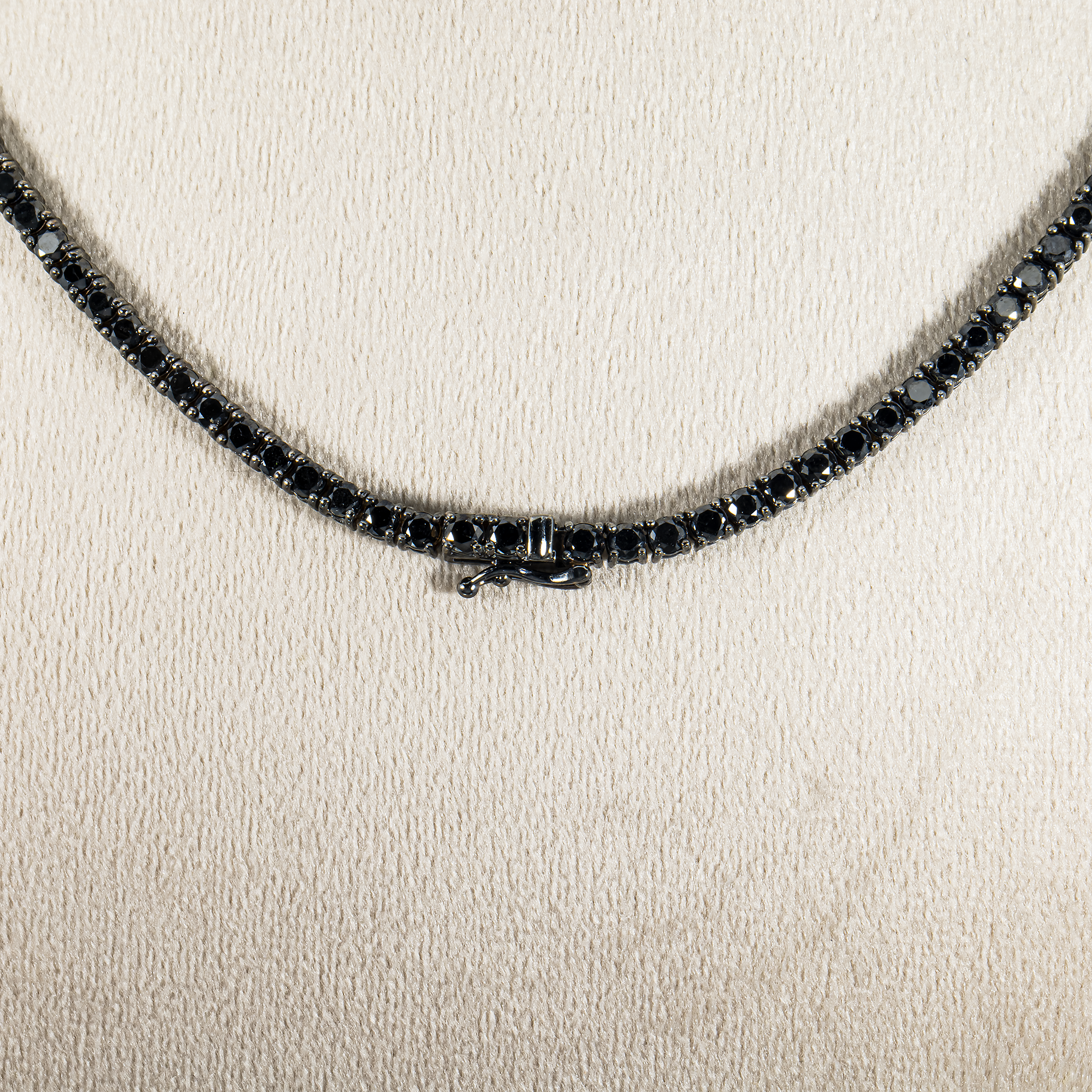 14K Black Gold Black Round Diamond Tennis Chain 17.34ct