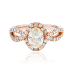 14K Rose Gold 1.02ct Oval Cut Diamond Engagement Ring 1.52ctw