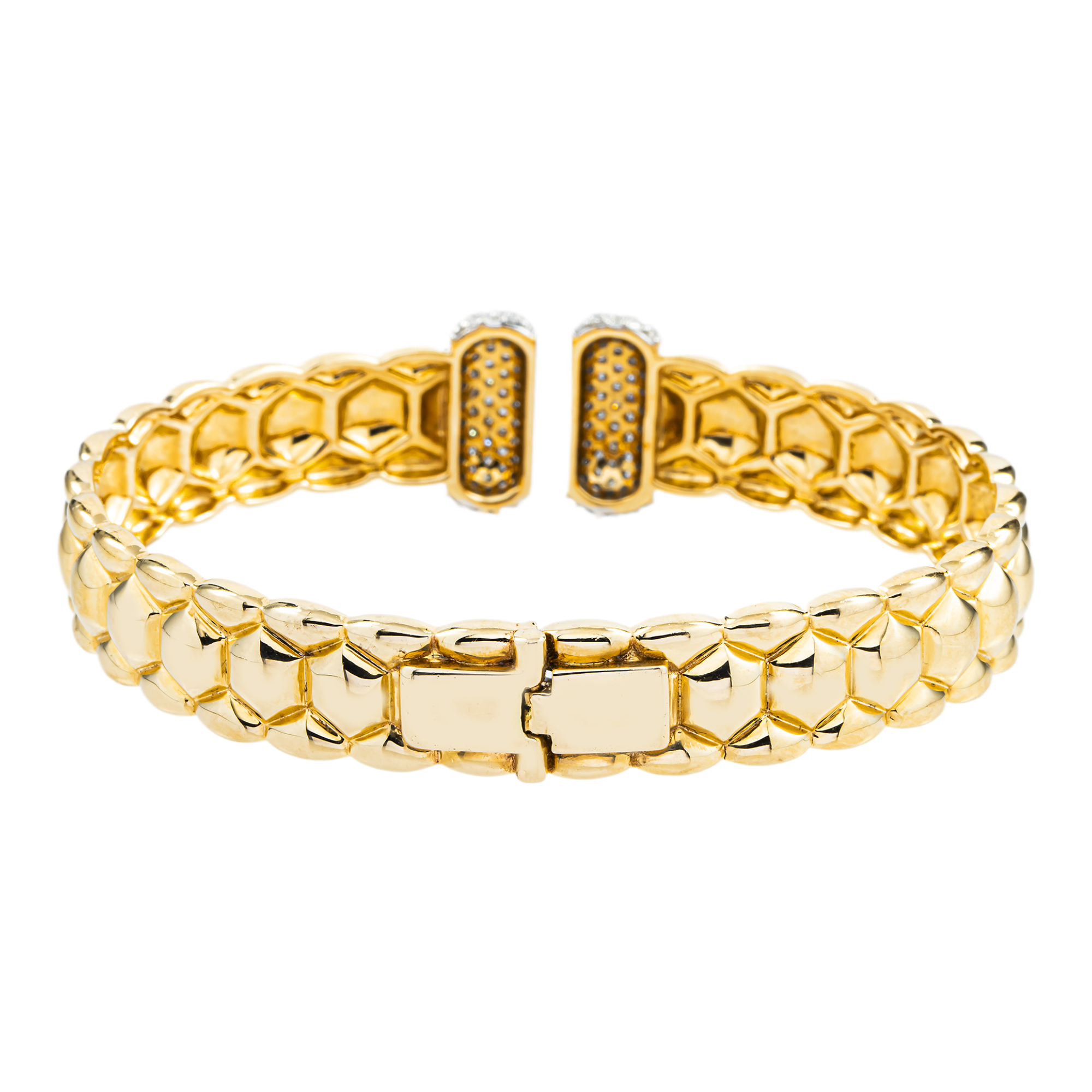14K Two Tone Round Diamond Bangle Bracelet 1.04ct