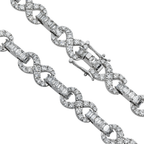 White Gold Round & Emerald Cut Diamond Infinity Link Necklace
