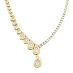 Yellow Gold Two Faced Graduated Pear Cut Diamond Drop Necklace