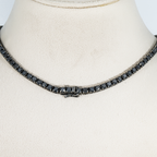 14K Black Gold Black Round Diamond Tennis Chain 35.29ct