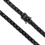 14K Black Gold Black Round Diamond Tennis Chain 35.29ct