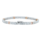 14K Two Tone Oval Cut Fancy Pink & White Diamond Tennis Bracelet 11.27ct